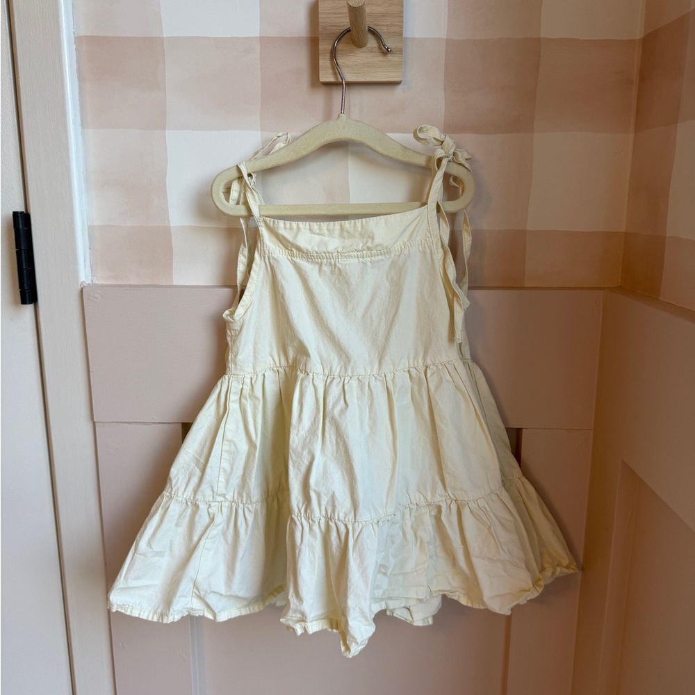 Cream Tie-Strap Tiered Sundress with Button Detail - Picture 3 of 3